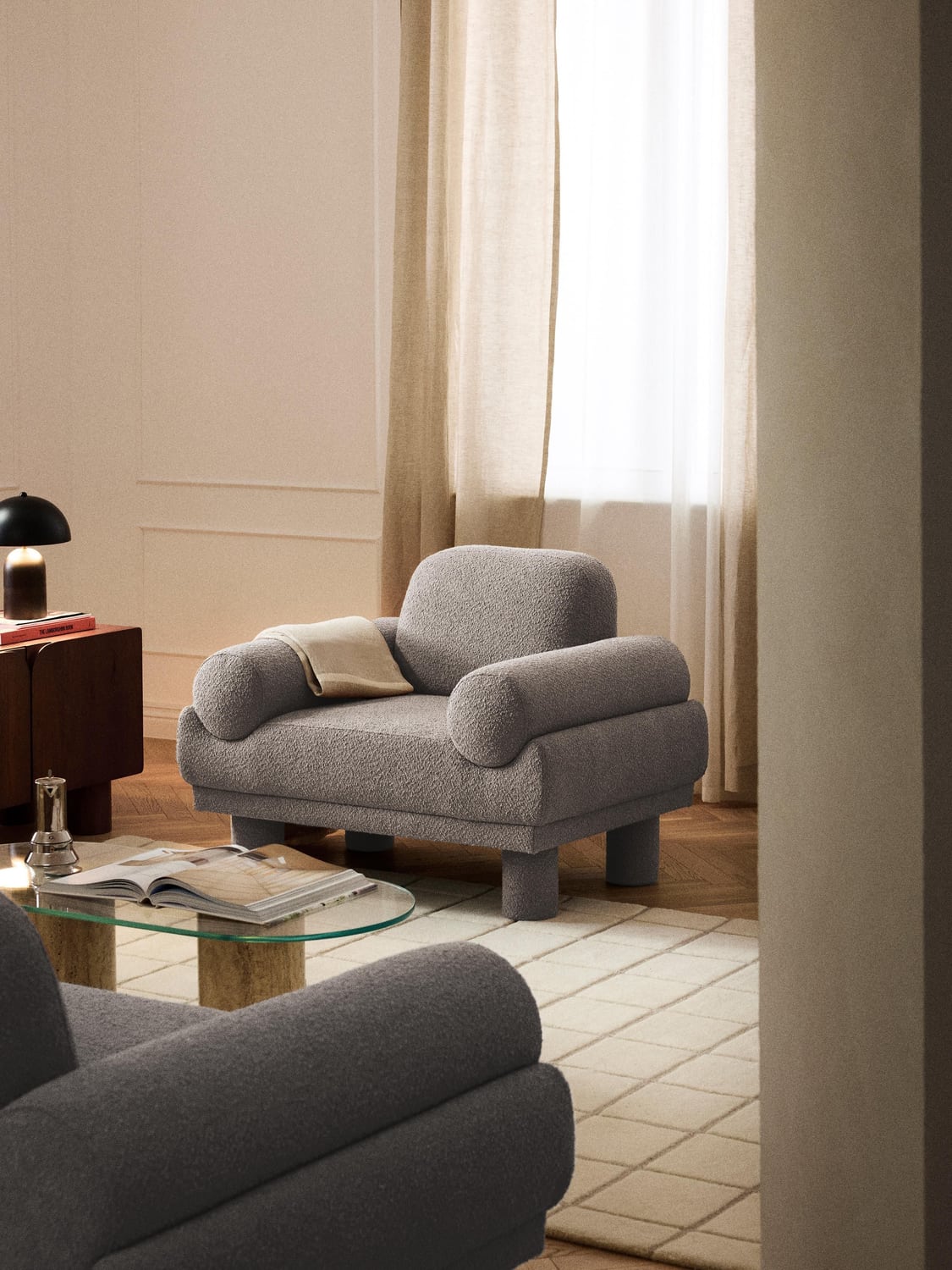 Lilo Bouclé Armchair — Grey