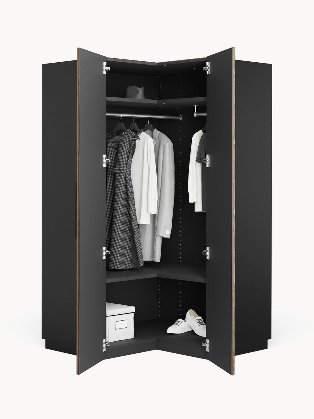 Simone Modular Corner Wardrobe, 115 cm Width — Brown