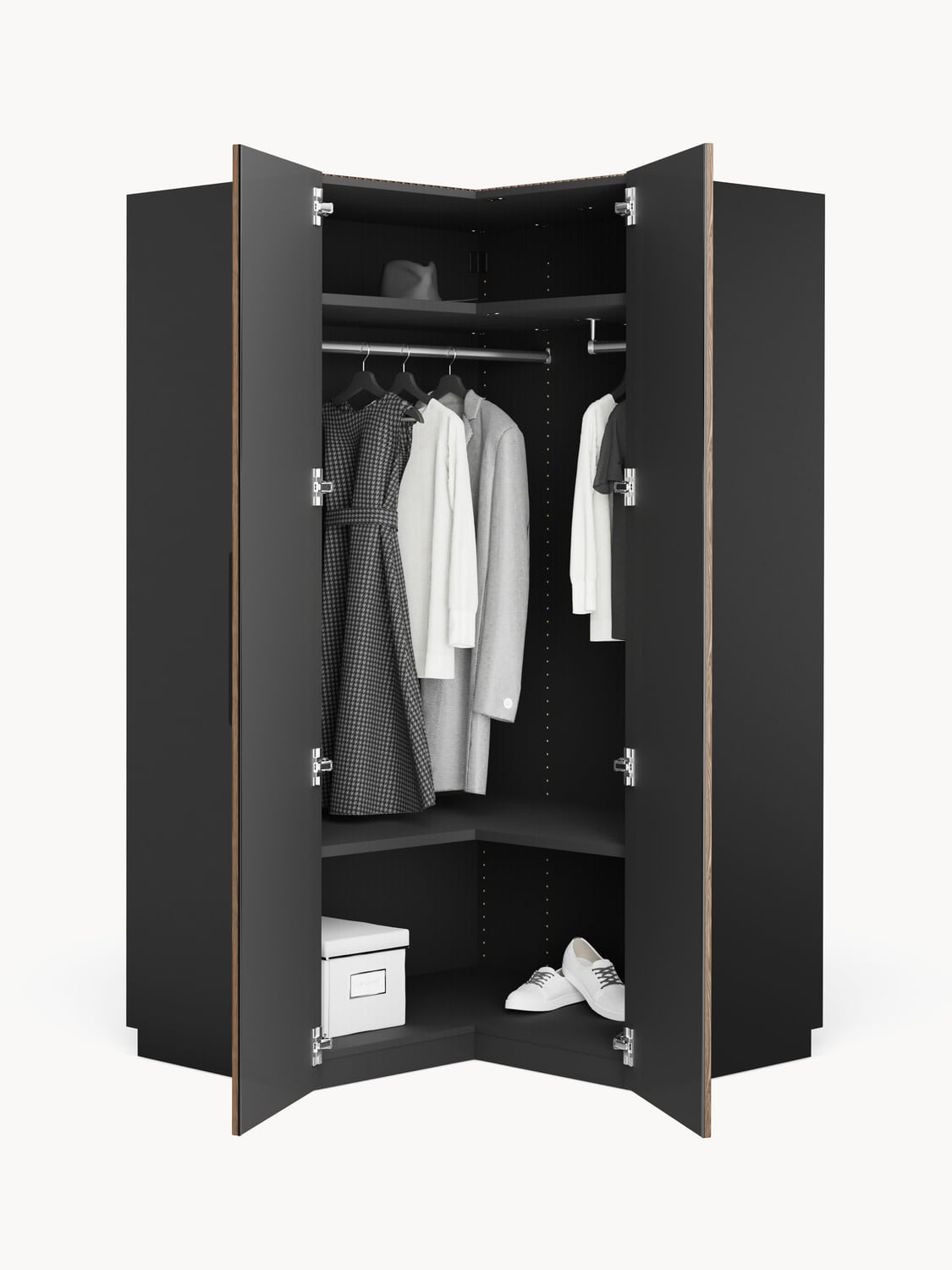 Simone Modular Corner Wardrobe, 115 cm Width — Brown