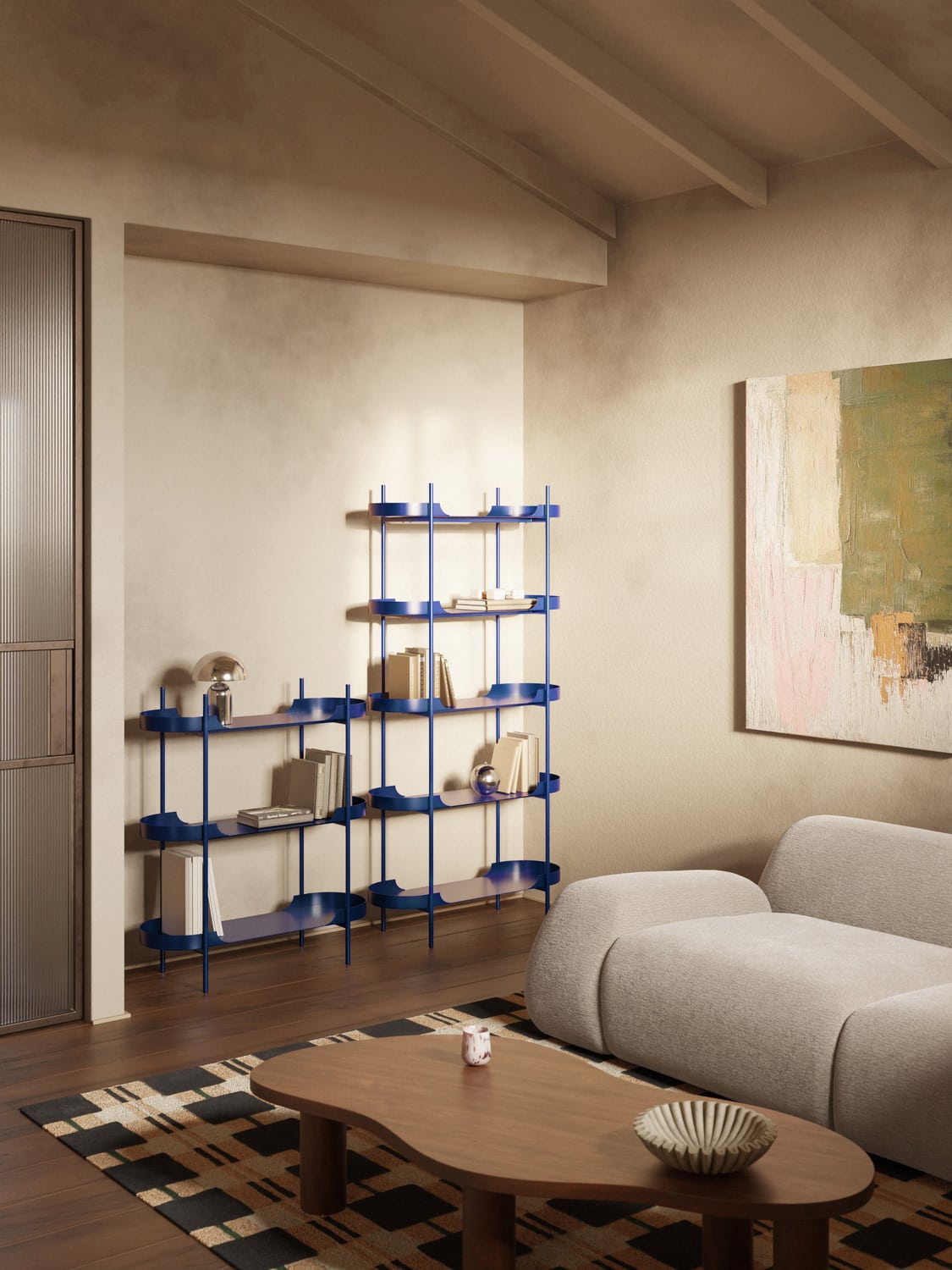 Taru Tall Metal-Shelving Unit — Lilac