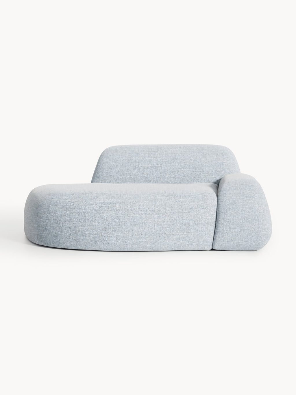 Wolke Bouclé Sofa (2-seater) with Chaise Longue — Light Grey