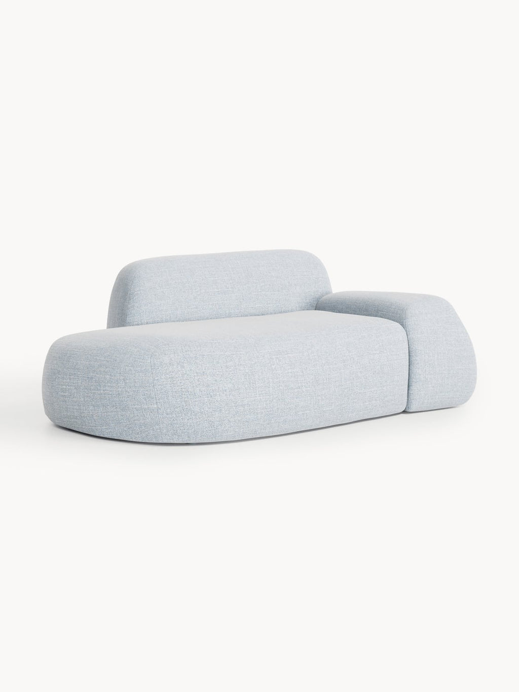 Wolke Bouclé Sofa (2-seater) with Chaise Longue — Light Grey