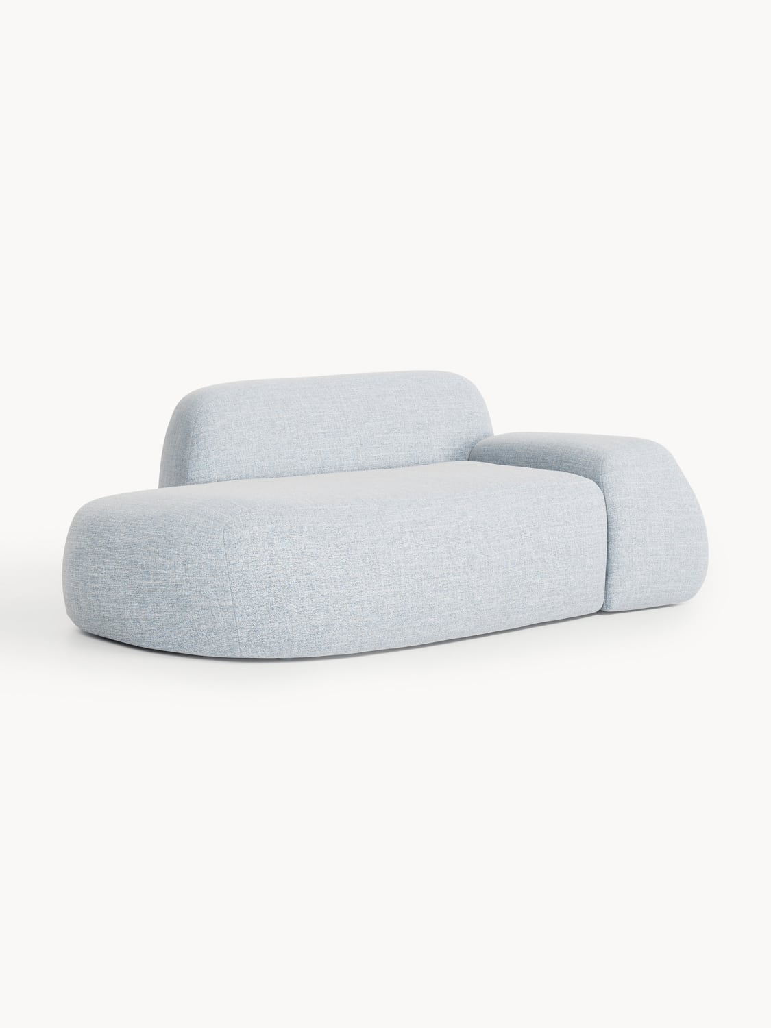 Wolke Bouclé Sofa (2-seater) with Chaise Longue — Light Grey