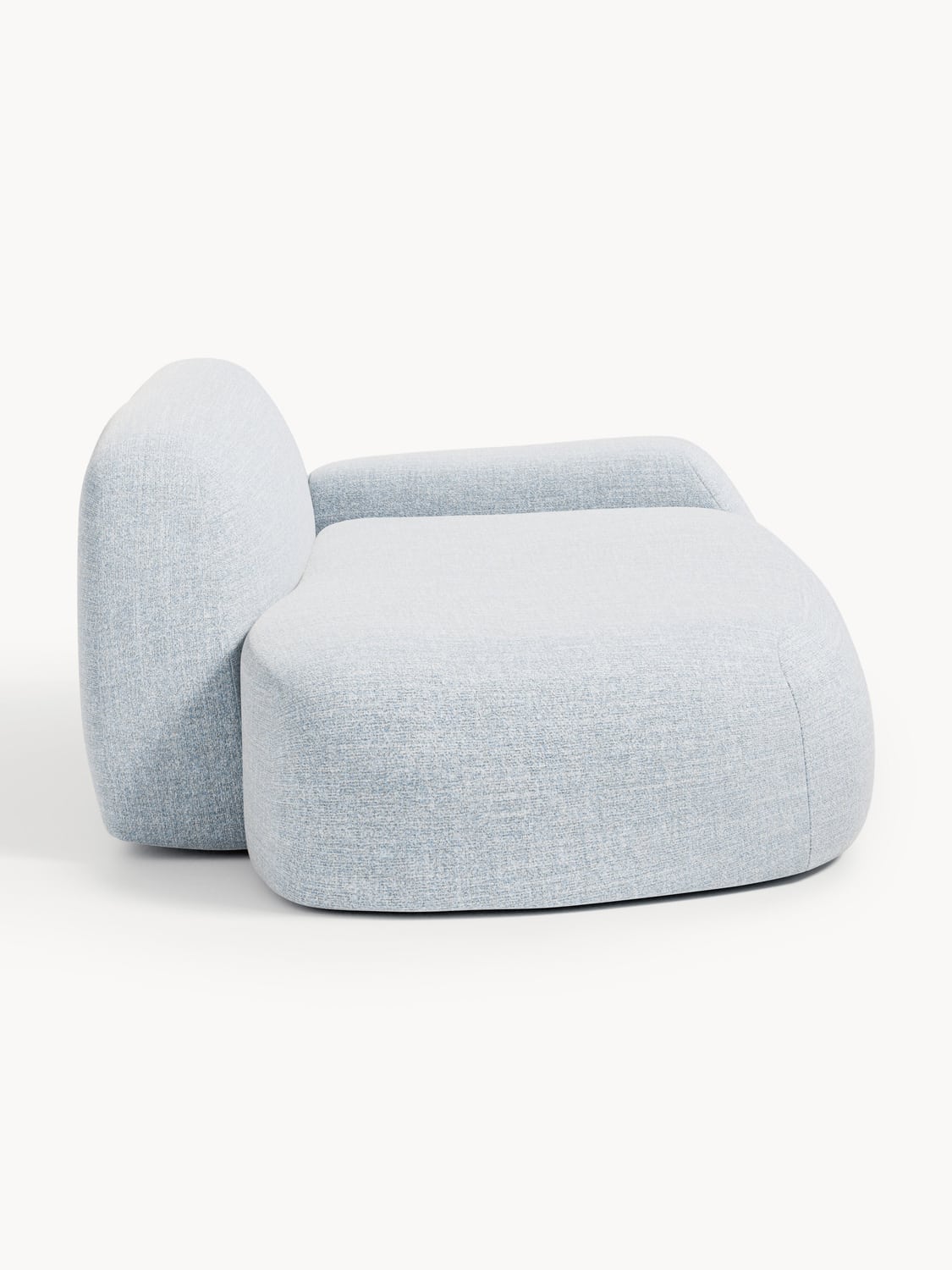 Wolke Bouclé Sofa (2-seater) with Chaise Longue — Light Grey