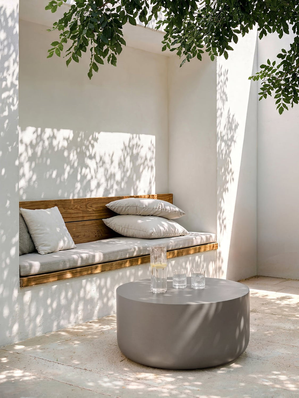 Rona Round Indoor & Outdoor Coffee Table — Taupe