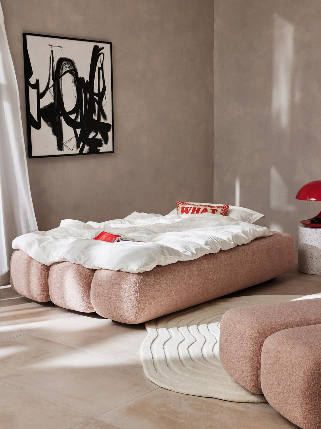 Caterpillar Teddy-Sofa Bed (3-seater) — Rose