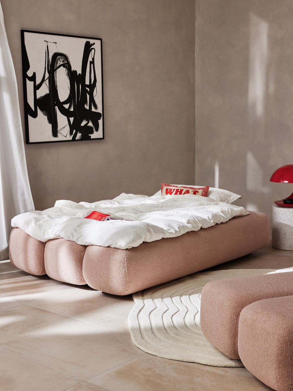 Caterpillar Teddy-Sofa Bed (3-seater) — Rose