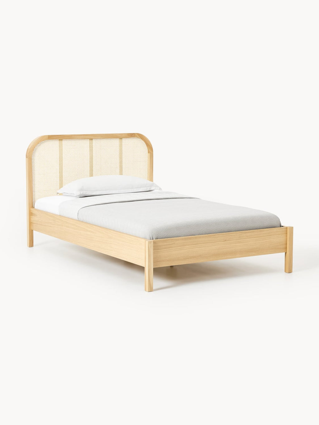 Jones Wood-Single Bed with Headboard in Viennese Cane — Blush