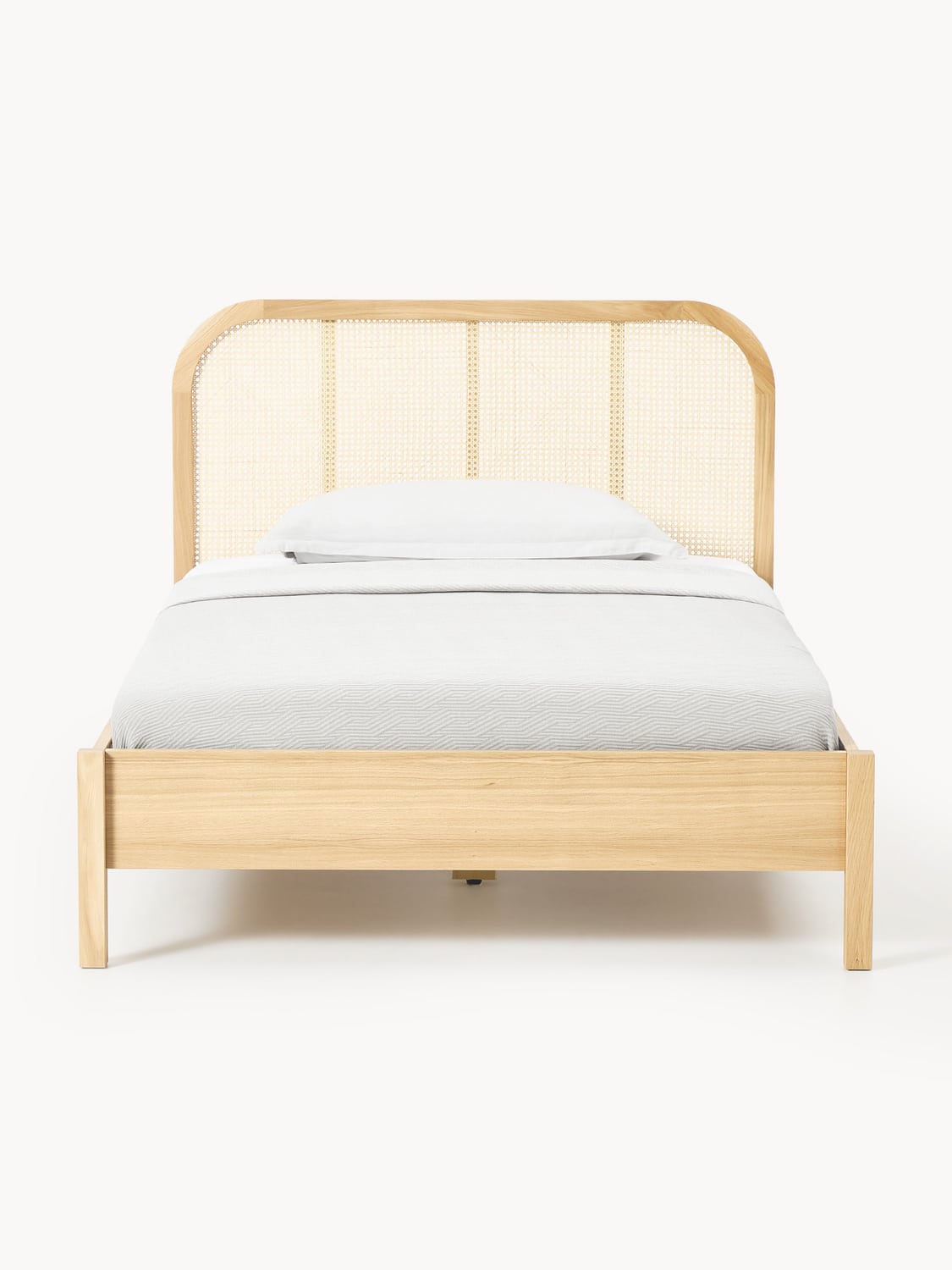 Jones Wood-Single Bed with Headboard in Viennese Cane — Blush