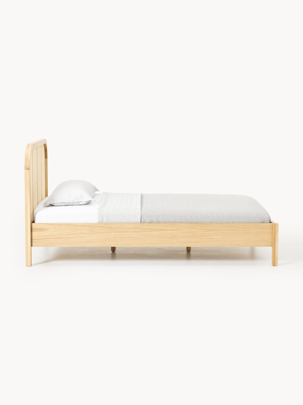 Jones Wood-Single Bed with Headboard in Viennese Cane — Blush