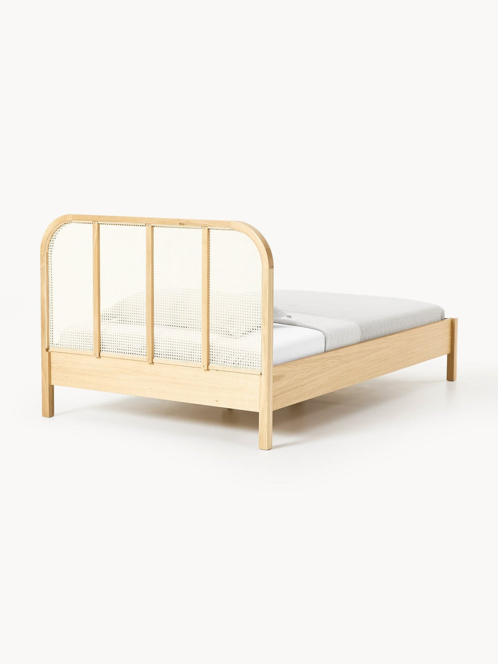 Jones Wood-Single Bed with Headboard in Viennese Cane — Blush