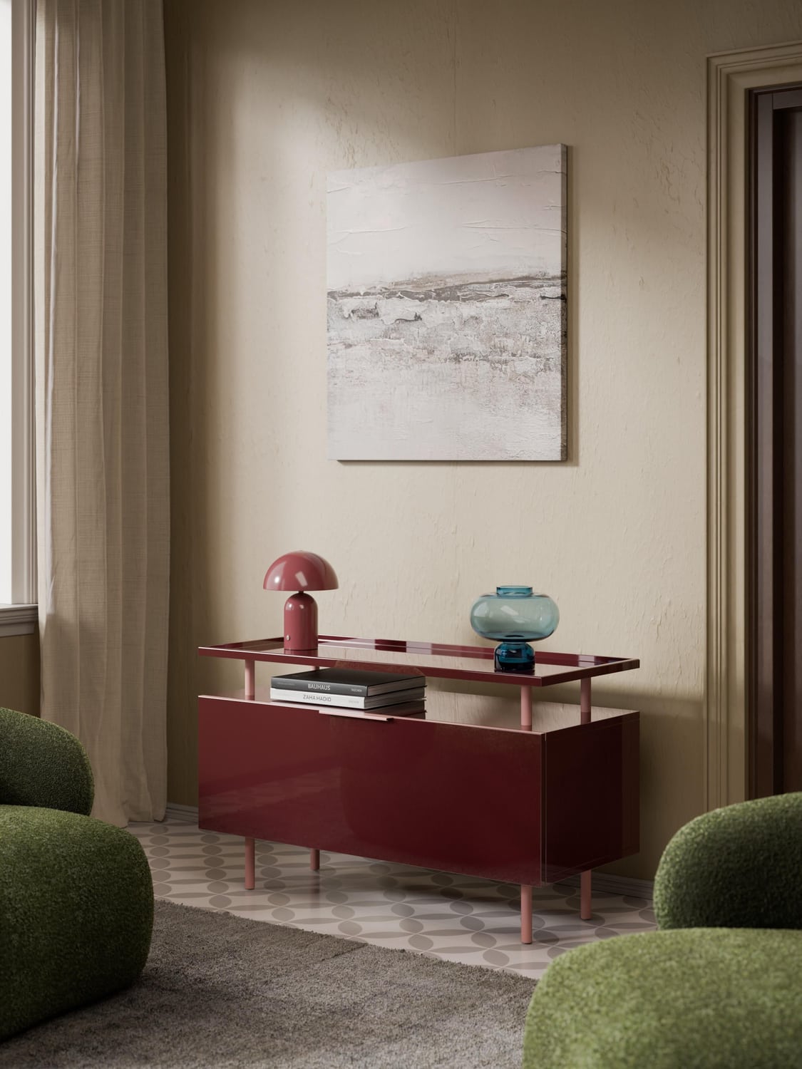 Lennie High-Gloss Sideboard — Slate Grey
