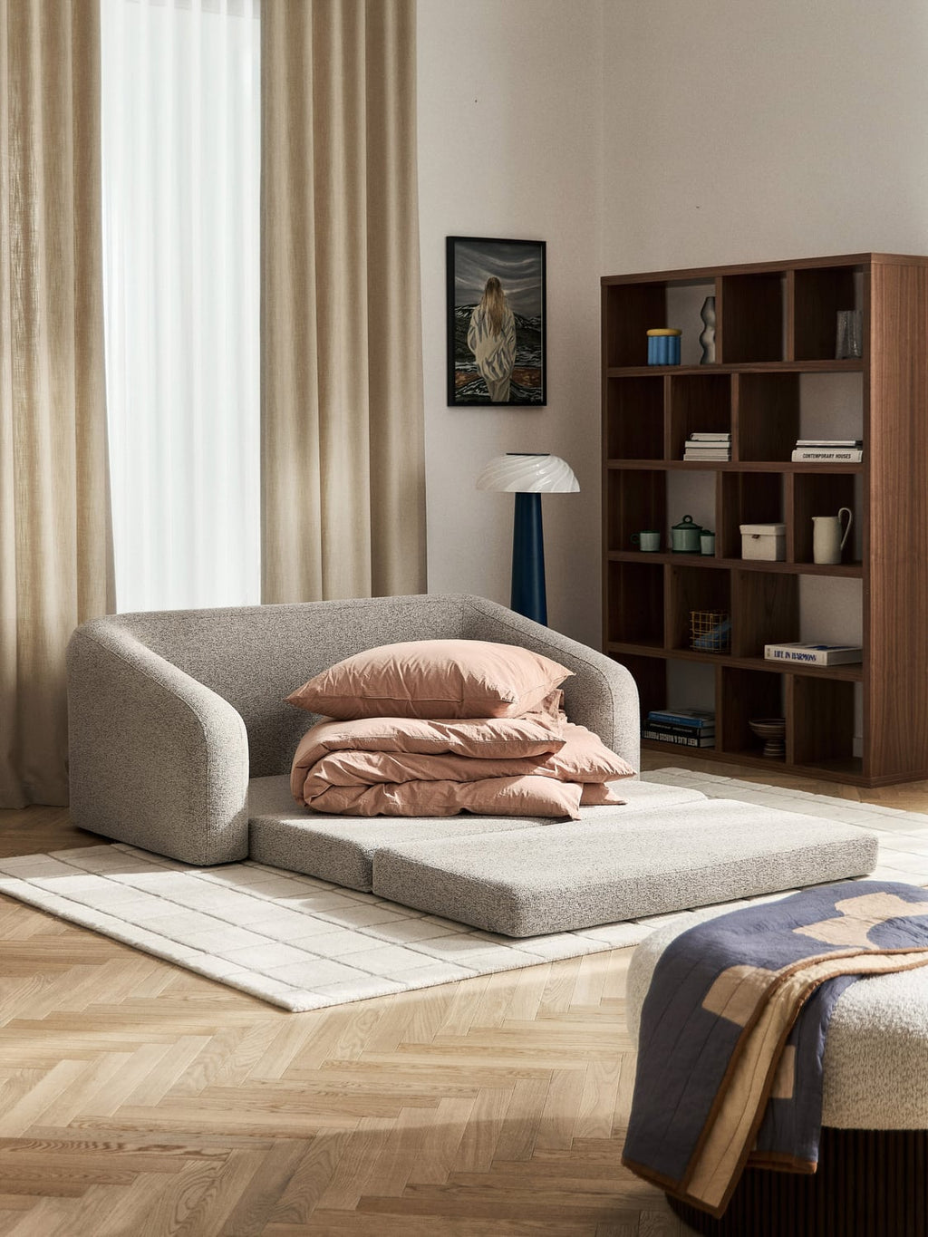 Eliot Bouclé-Sofa Bed (2-seater) — Oatmeal