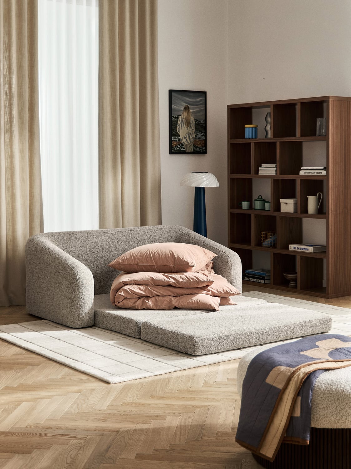 Eliot Bouclé-Sofa Bed (2-seater) — Oatmeal