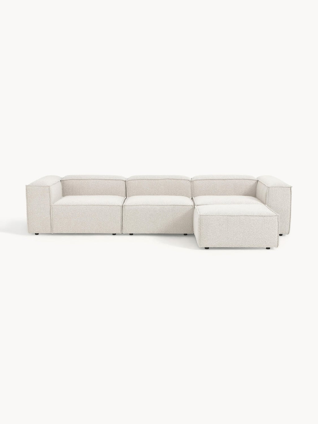 Lennon Modular Sofa (4-seater) in Bouclé with Ottoman (left/right) — Light Grey