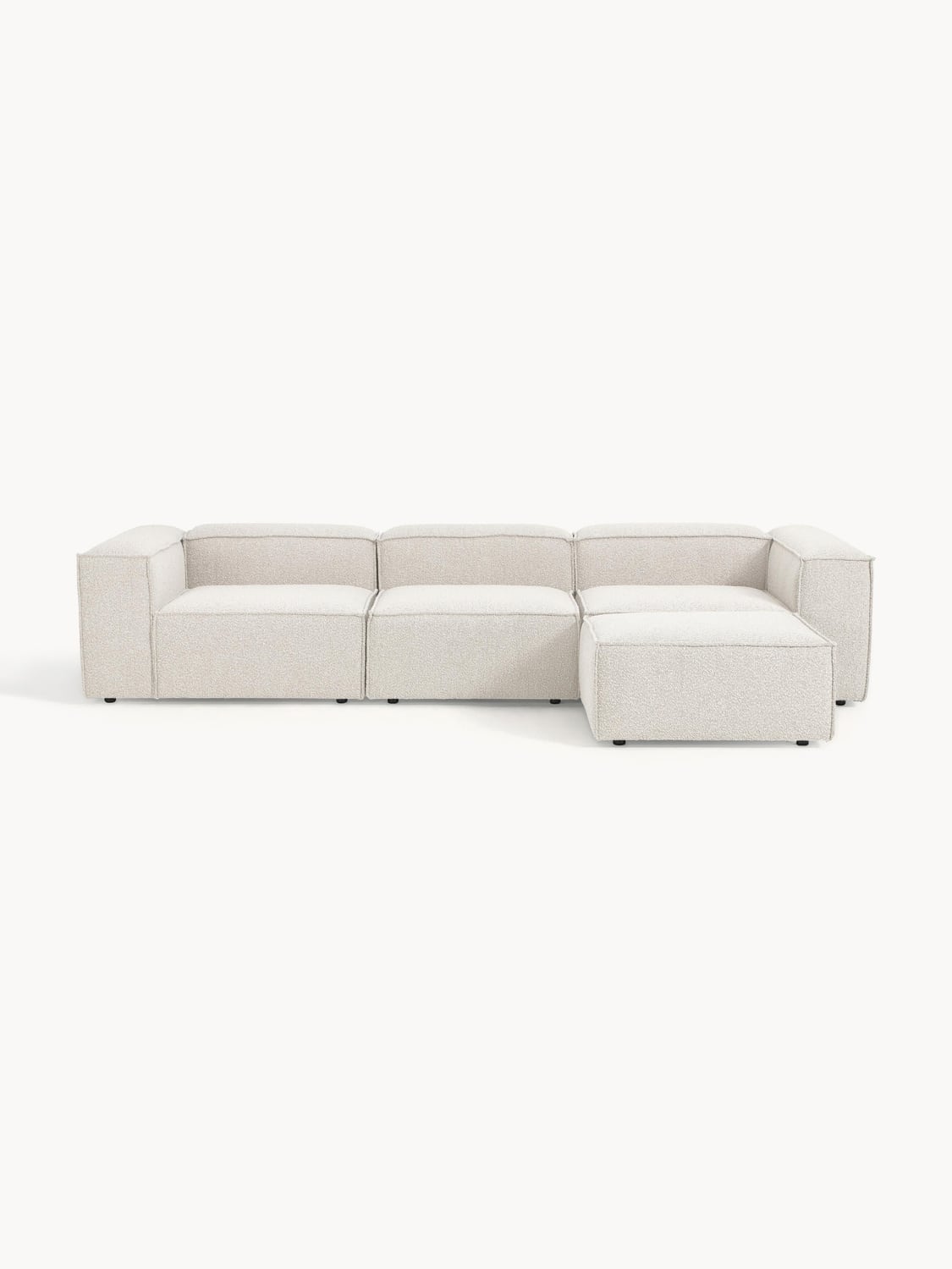 Lennon Modular Sofa (4-seater) in Bouclé with Ottoman (left/right) — Light Grey