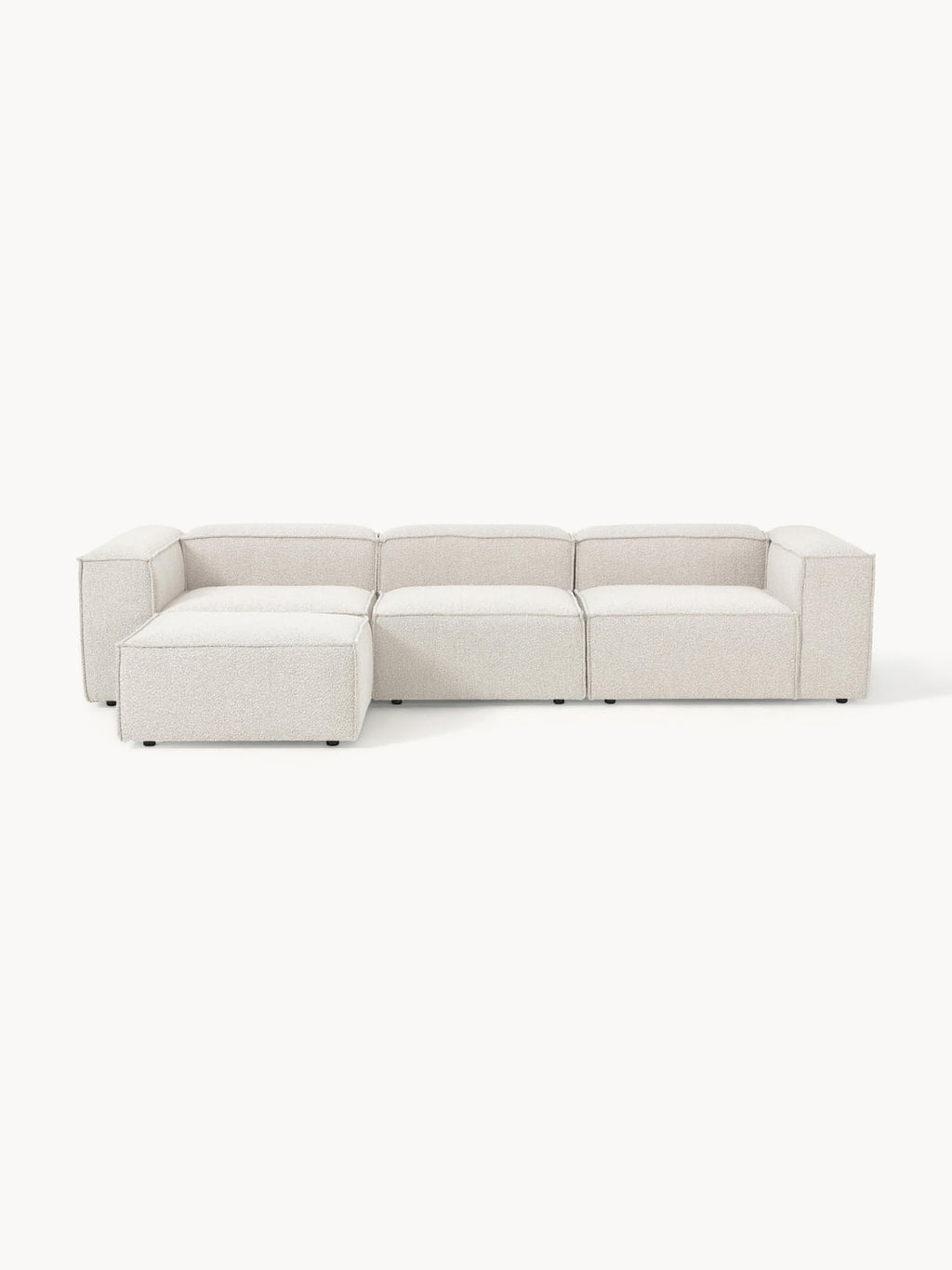 Lennon Modular Sofa (4-seater) in Bouclé with Ottoman (left/right) — Light Grey