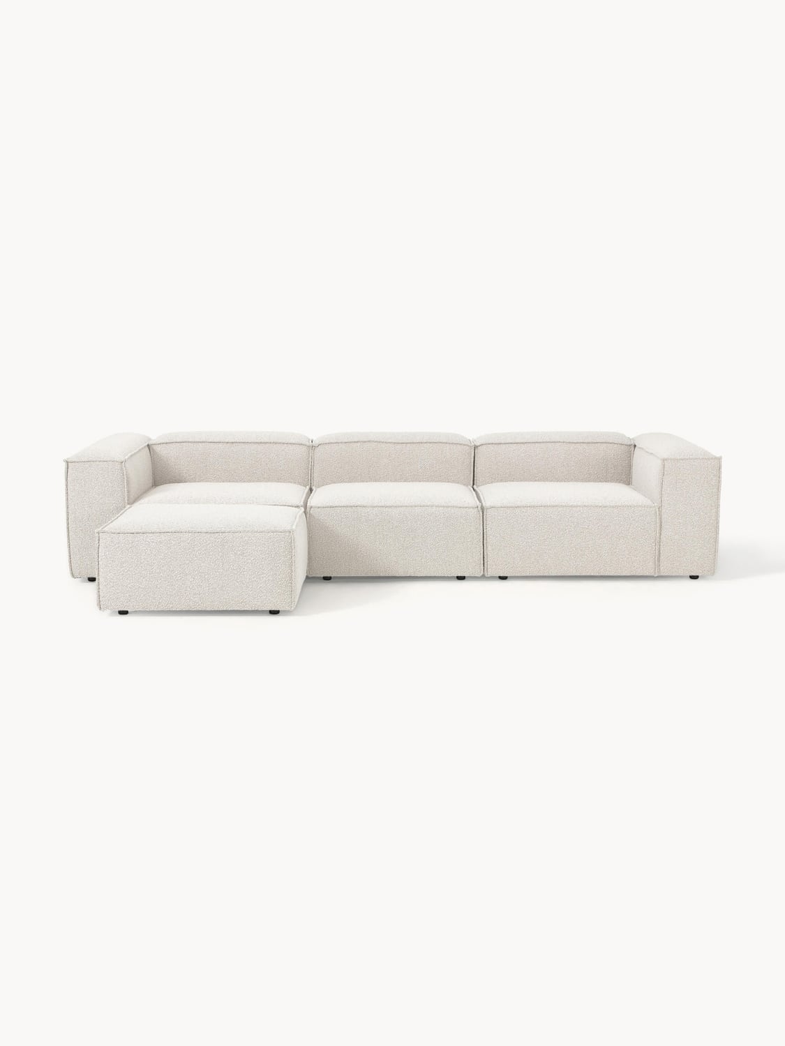 Lennon Modular Sofa (4-seater) in Bouclé with Ottoman (left/right) — Light Grey