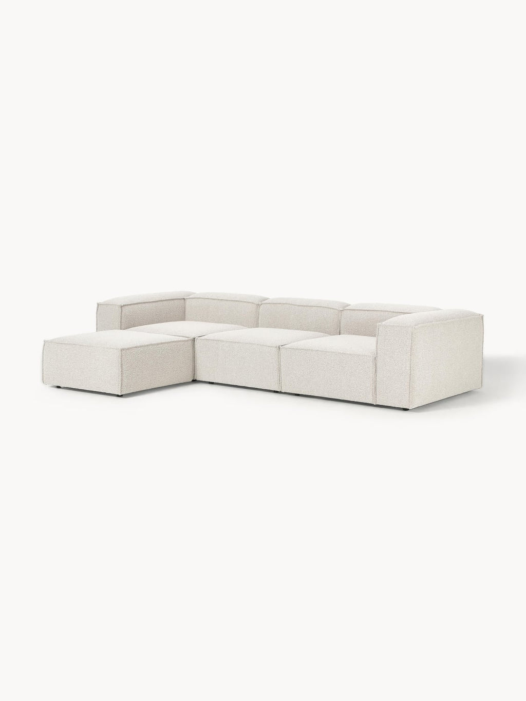 Lennon Modular Sofa (4-seater) in Bouclé with Ottoman (left/right) — Light Grey