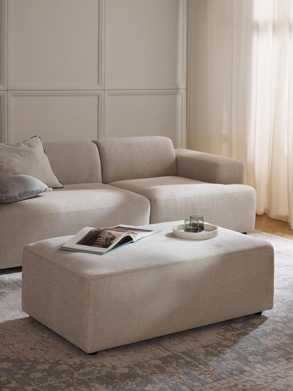 Melva XL Sofa Ottoman, B 116 x T 72 cm — Light Grey