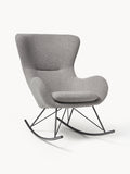Wing Teddy Rocking Chair with Metal Legs — Grey