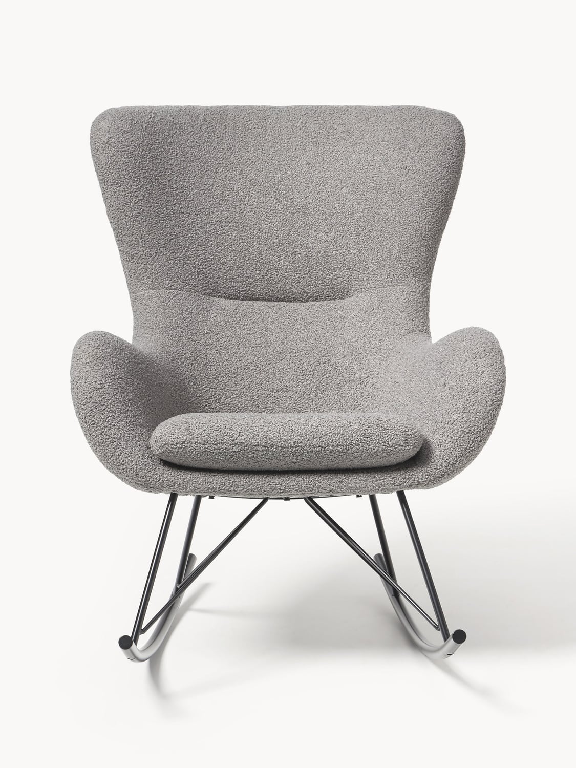 Wing Teddy Rocking Chair with Metal Legs — Grey