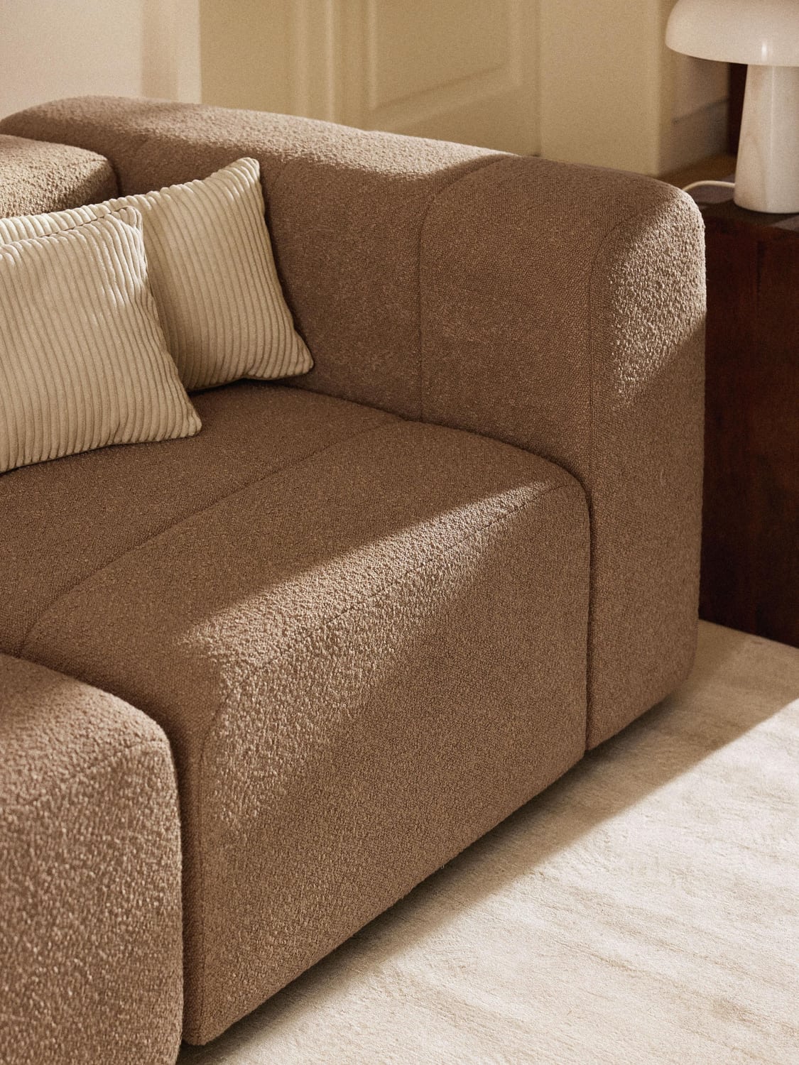 Lena Bouclé Corner Module — Taupe
