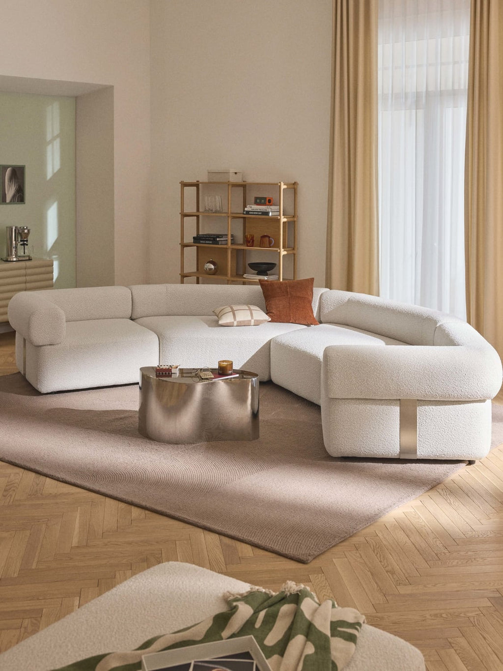 Anton Round Bouclé Corner Module — Light Grey