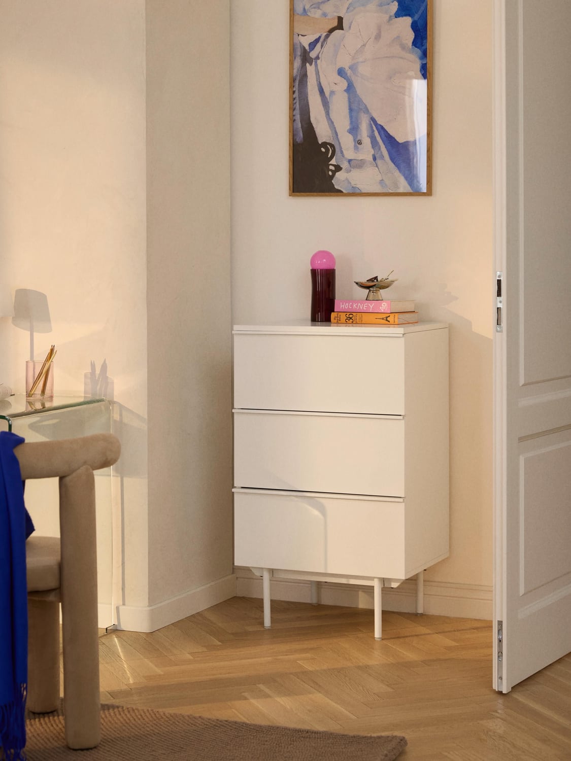 Elona Small Wood-Chest of Drawers — Off-White
