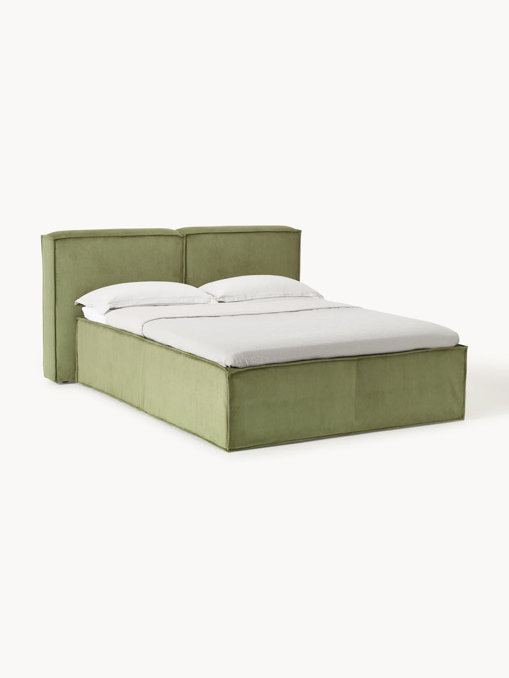 Lennon Corduroy-Box-Spring Bed — Sage