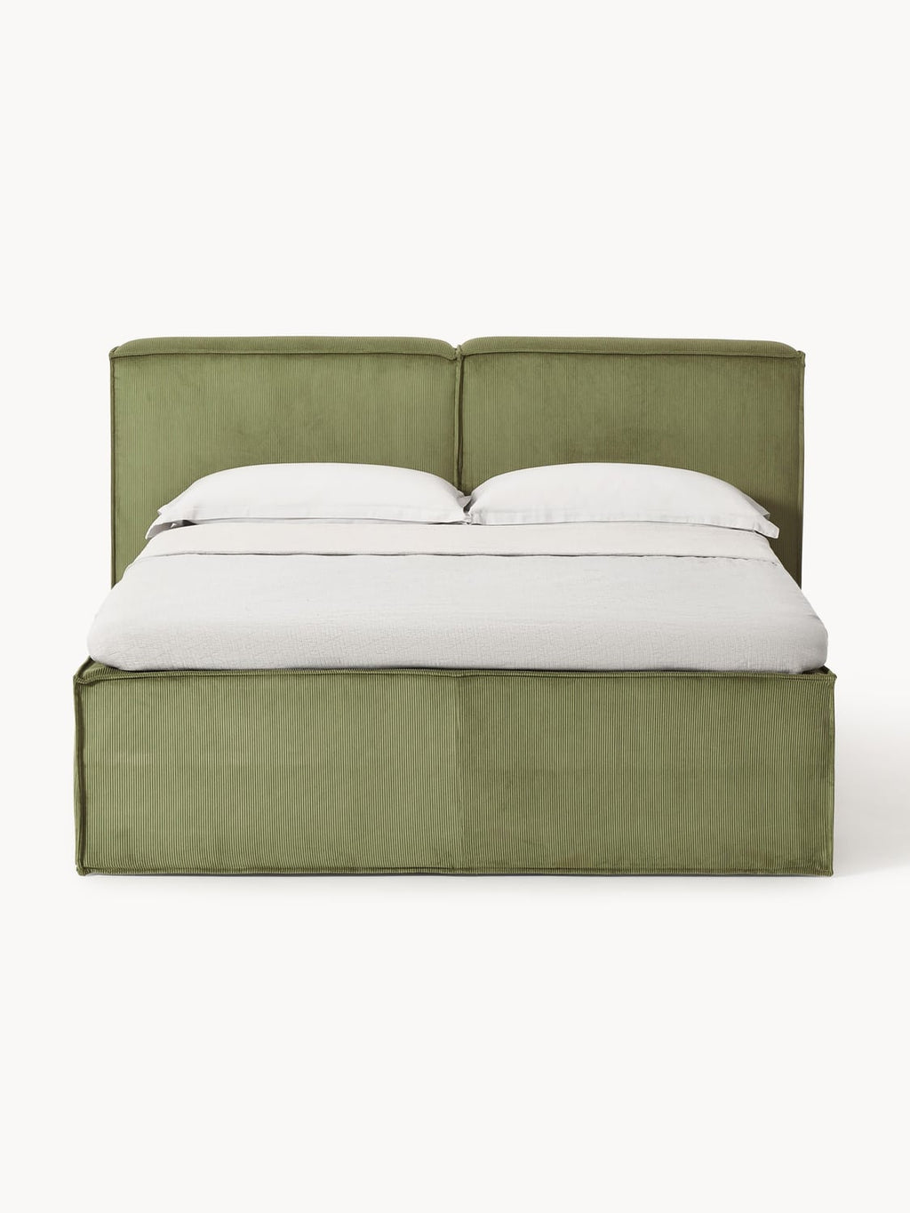 Lennon Corduroy-Box-Spring Bed — Sage
