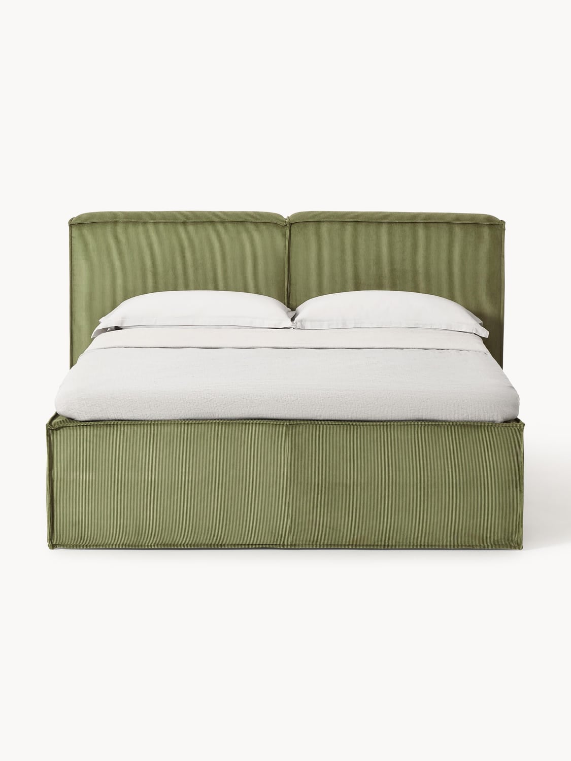 Lennon Corduroy-Box-Spring Bed — Sage
