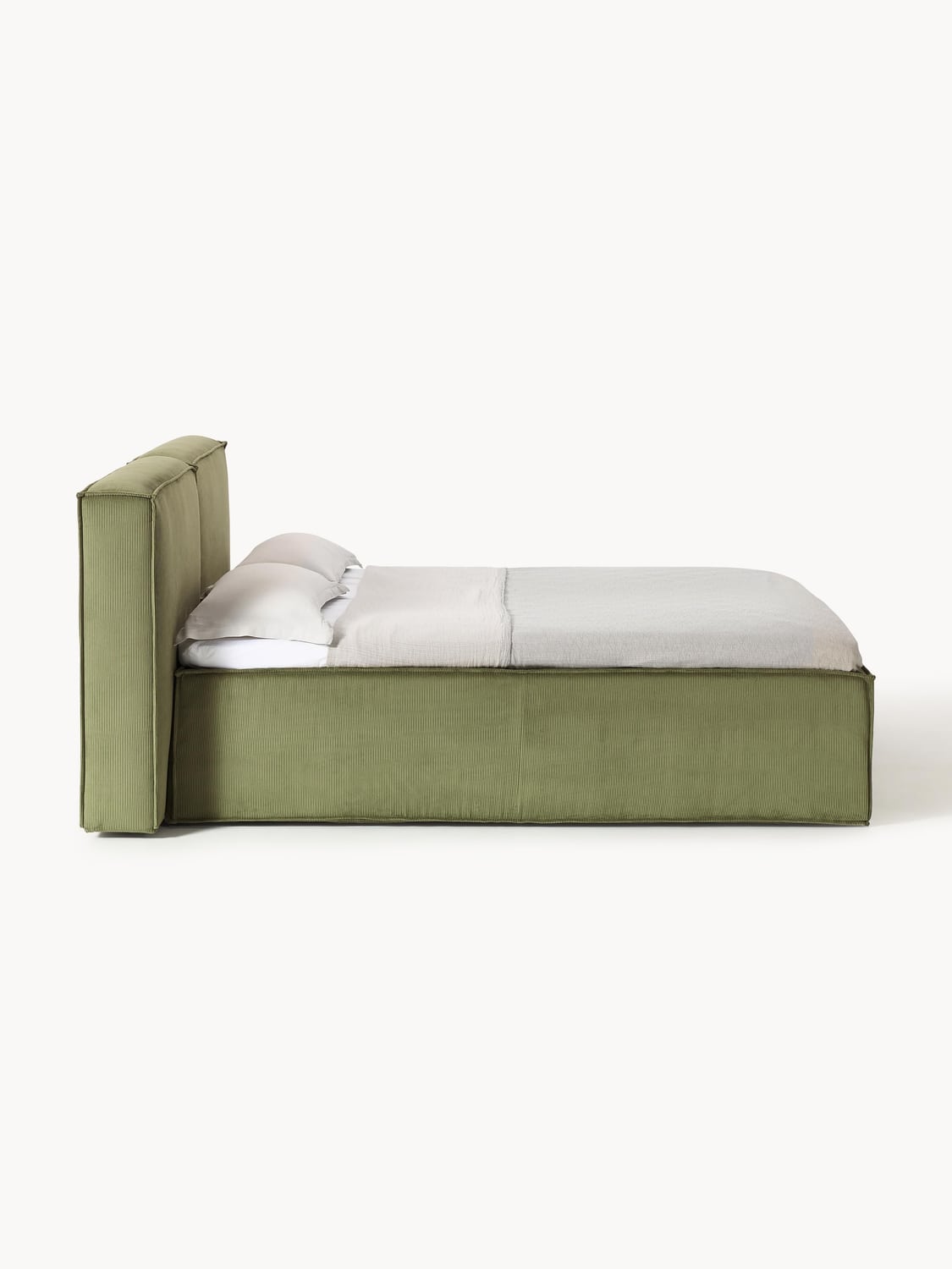 Lennon Corduroy-Box-Spring Bed — Sage