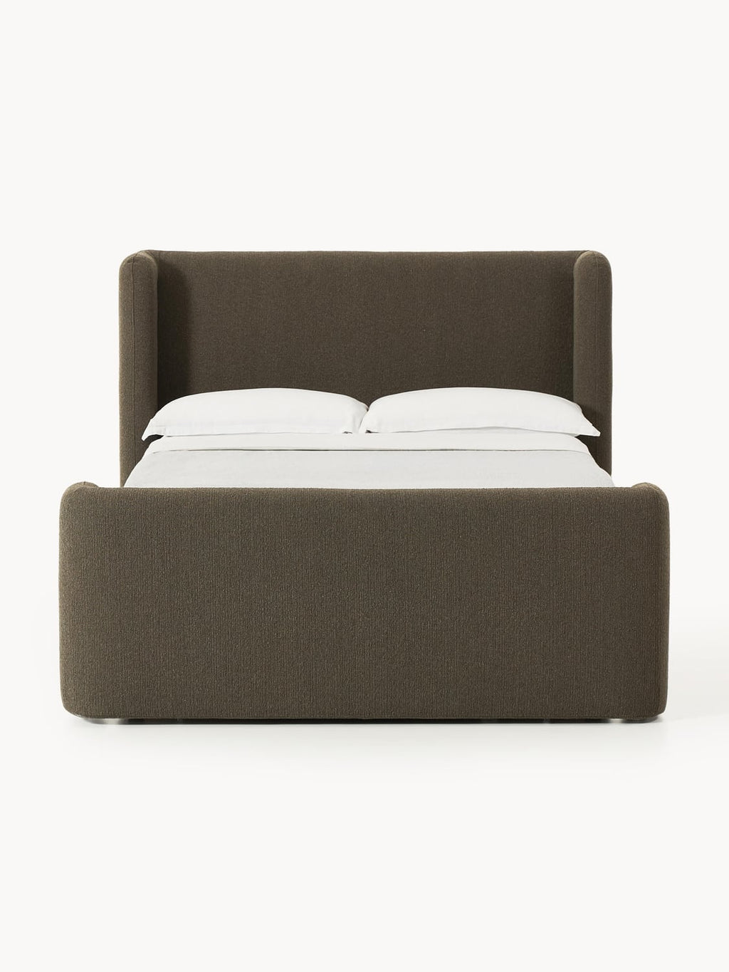 Perla Bouclé-Box-Spring Bed with Storage — Dark Grey