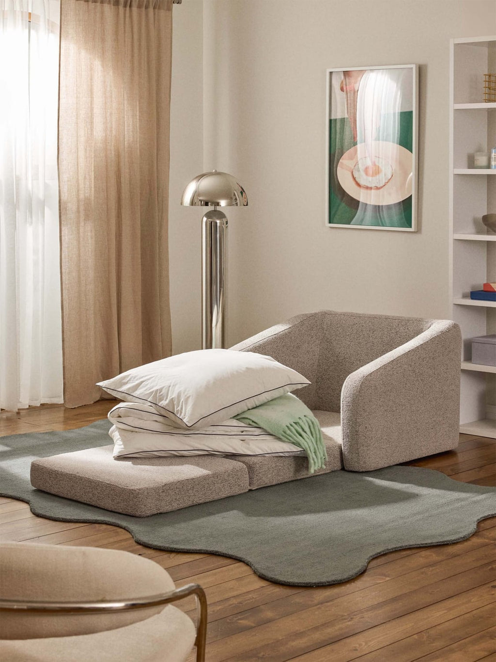 Eliot Bouclé-Sleeper Chair — Oatmeal