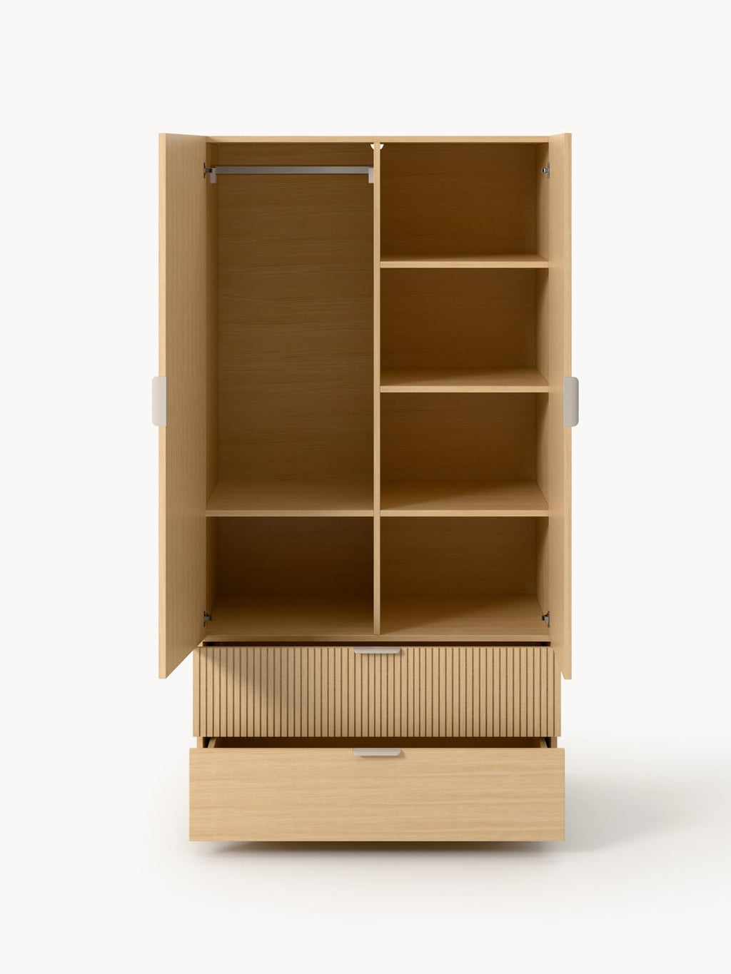 Sato Compact Wardrobe in Wood — Warm Grey