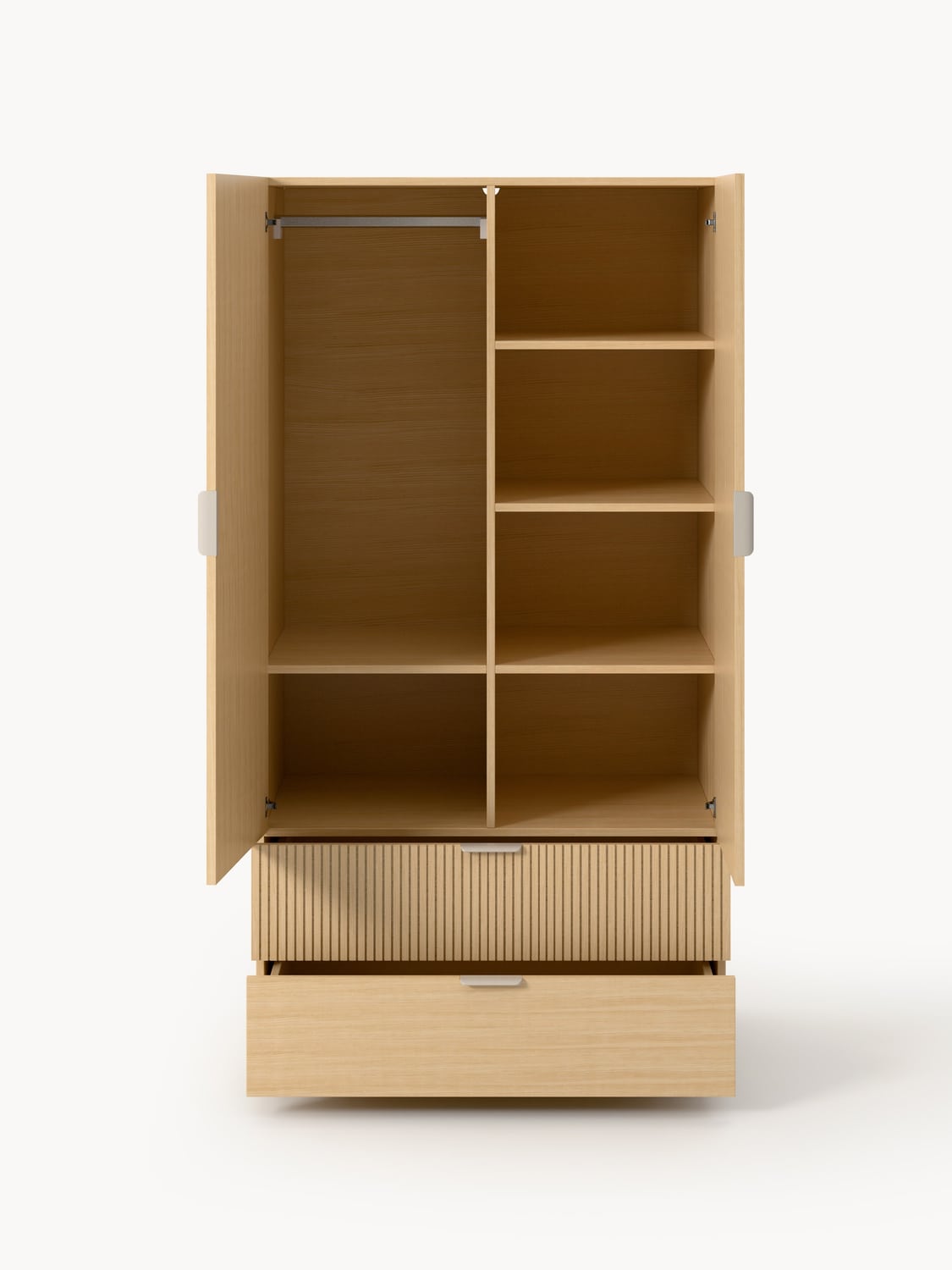 Sato Compact Wardrobe in Wood — Warm Grey