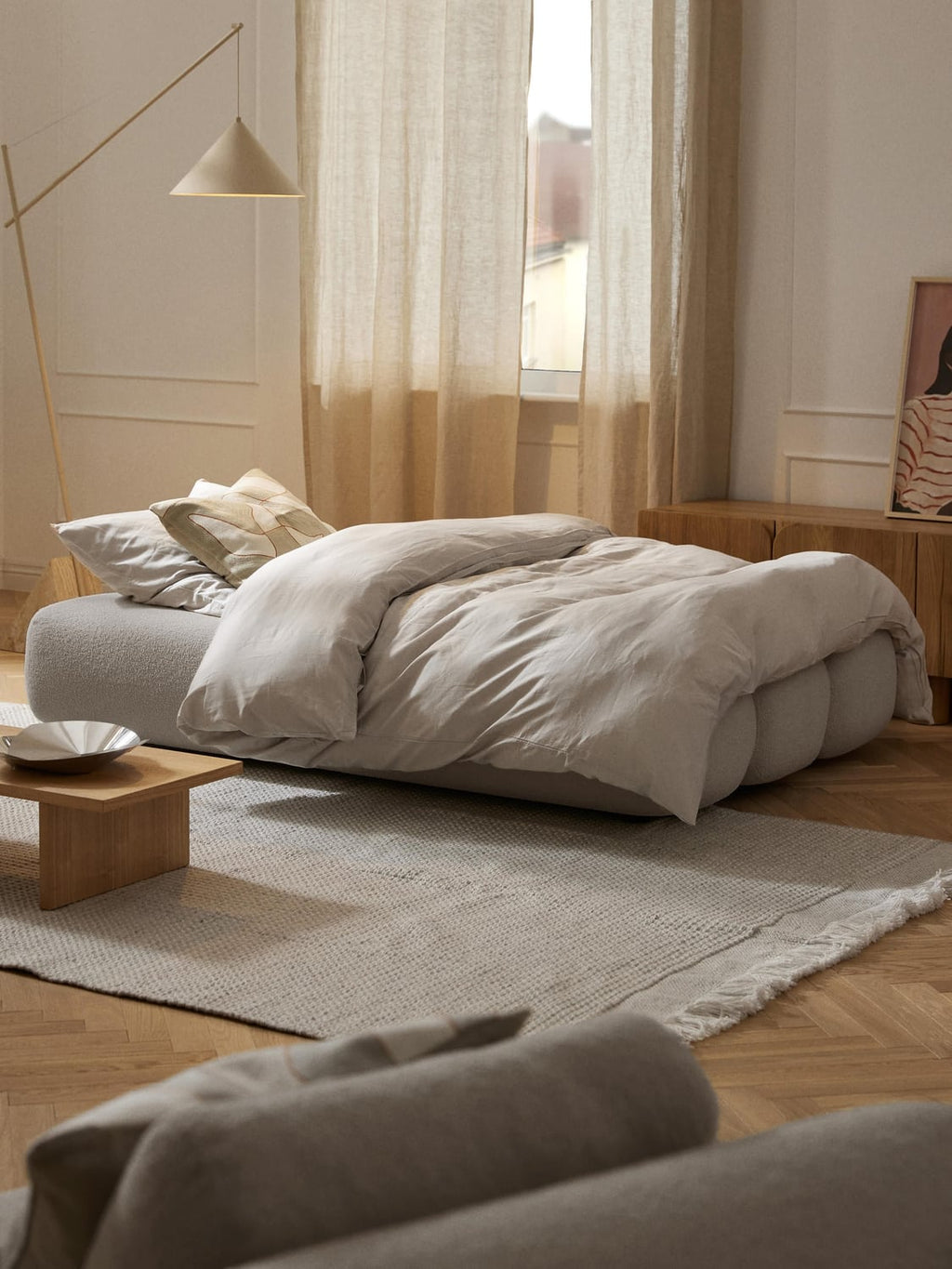 Caterpillar Teddy-Sofa Bed (3-seater) — Light Grey