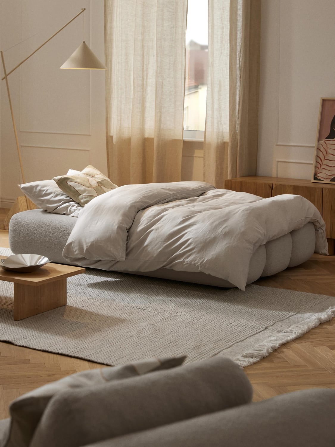 Caterpillar Teddy-Sofa Bed (3-seater) — Light Grey