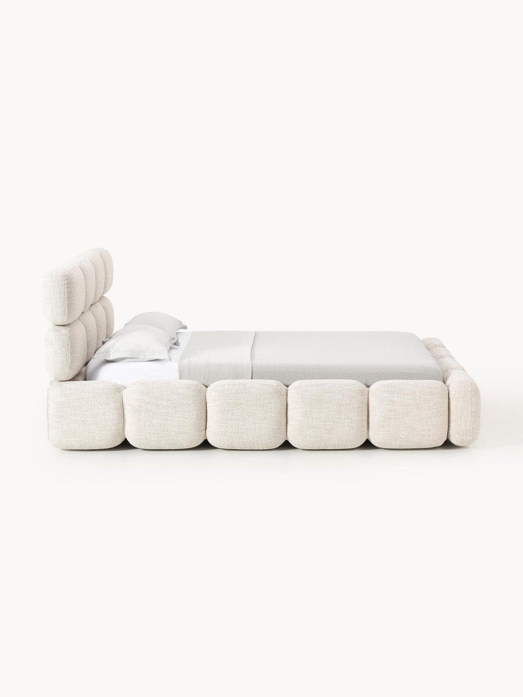 Tayla Upholstered Bed in Bouclé — Ivory