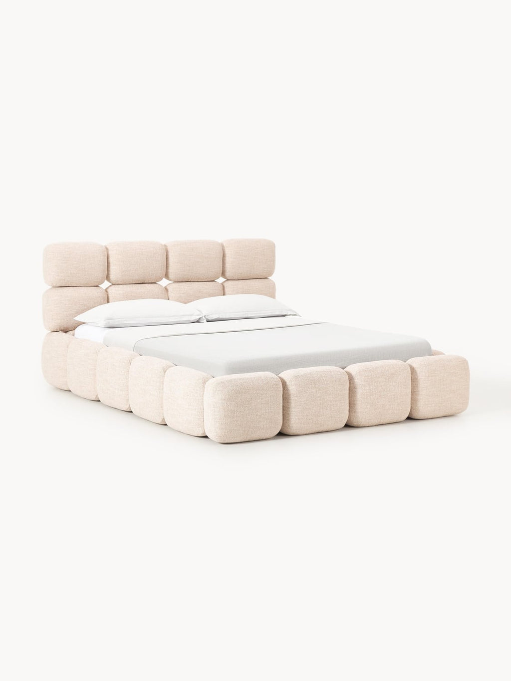 Tayla Upholstered Bed in Bouclé — Cream