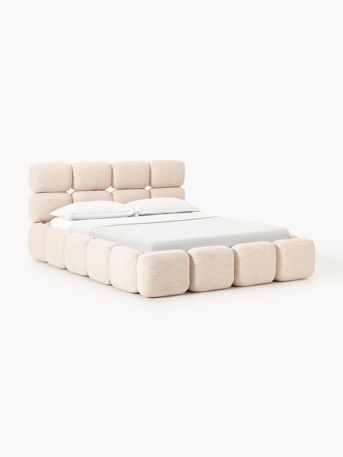 Tayla Upholstered Bed in Bouclé — Cream