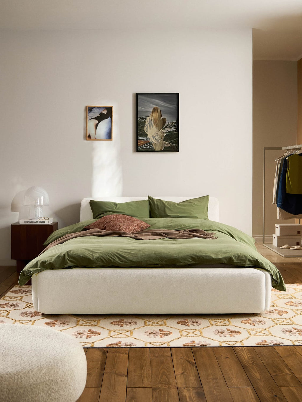 Melva Upholstered Bed — Off-White