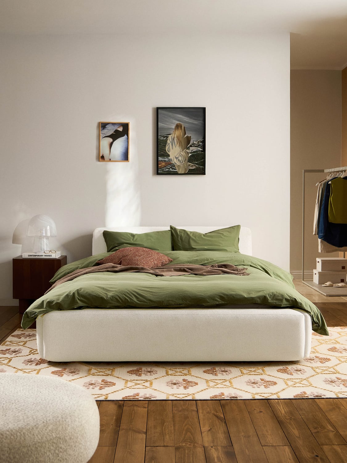 Melva Upholstered Bed — Off-White