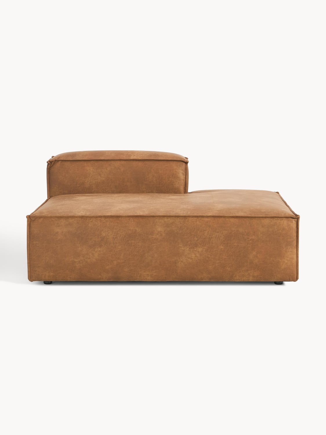 Lennon Ottoman Module in Leather — Terracotta