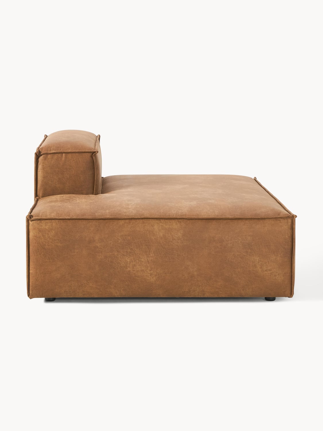 Lennon Ottoman Module in Leather — Terracotta