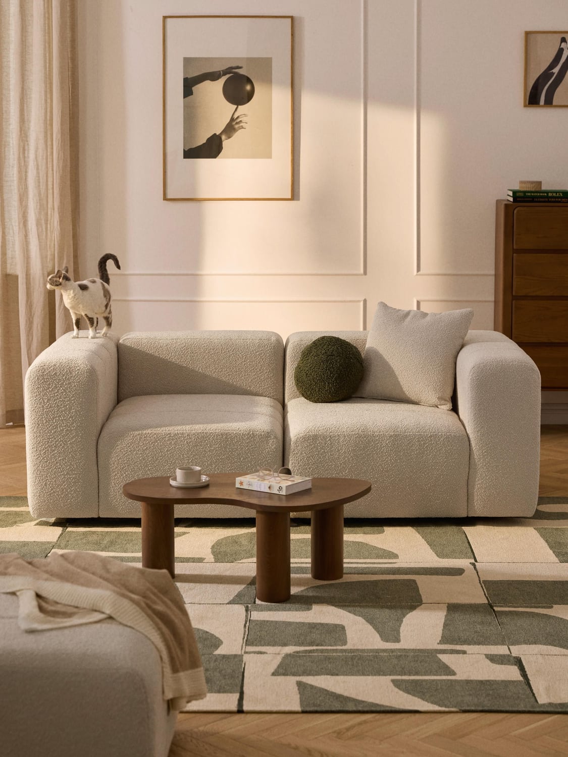 Lena Modular Bouclé Sofa (3-seater) — Blush