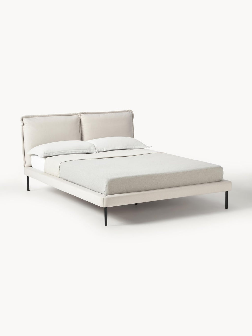 Amelia Upholstered Bed — Light Grey