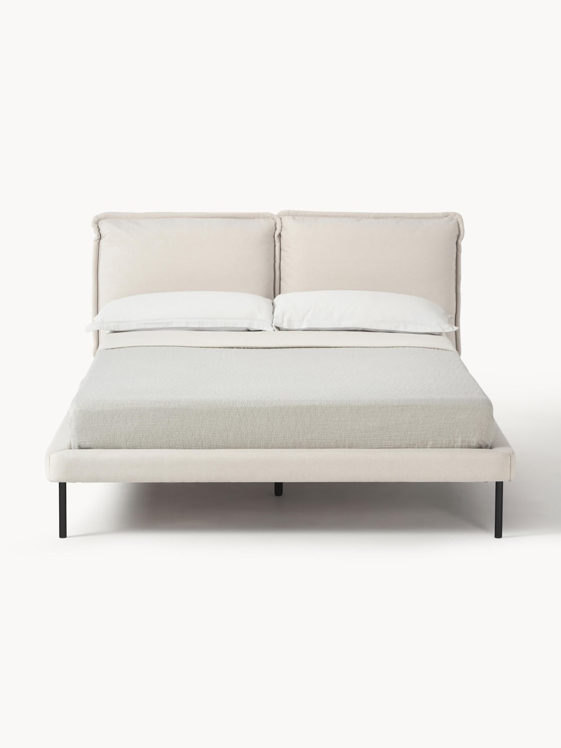 Amelia Upholstered Bed — Light Grey