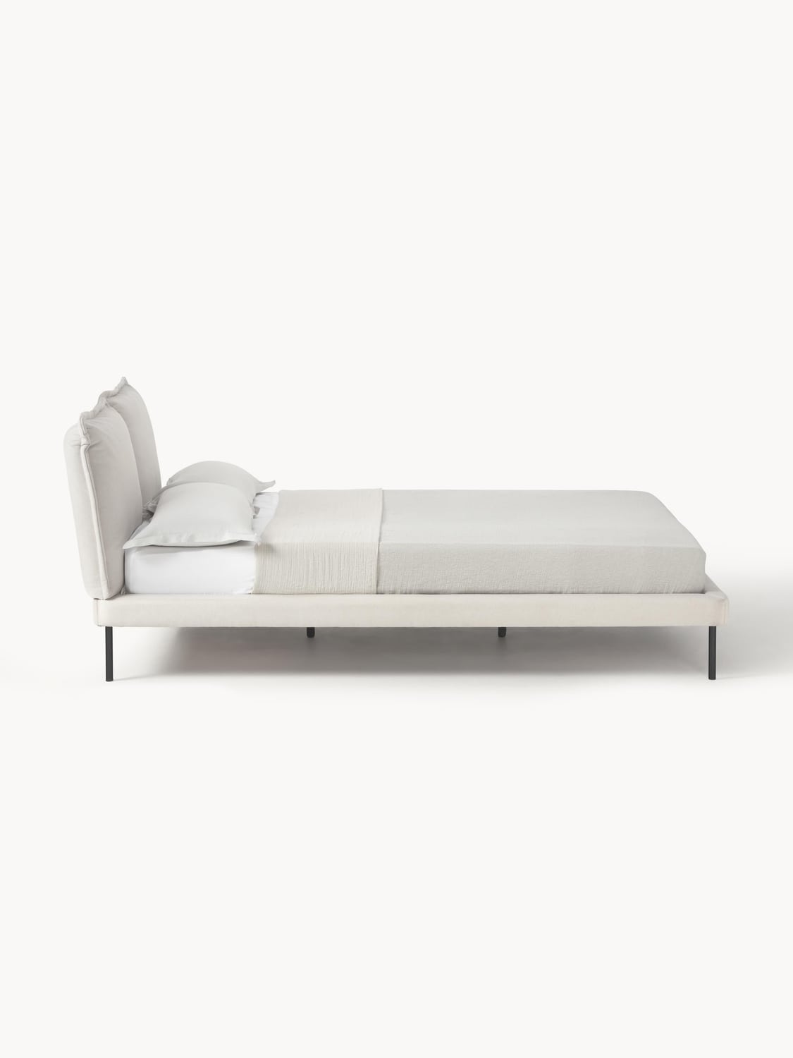 Amelia Upholstered Bed — Light Grey